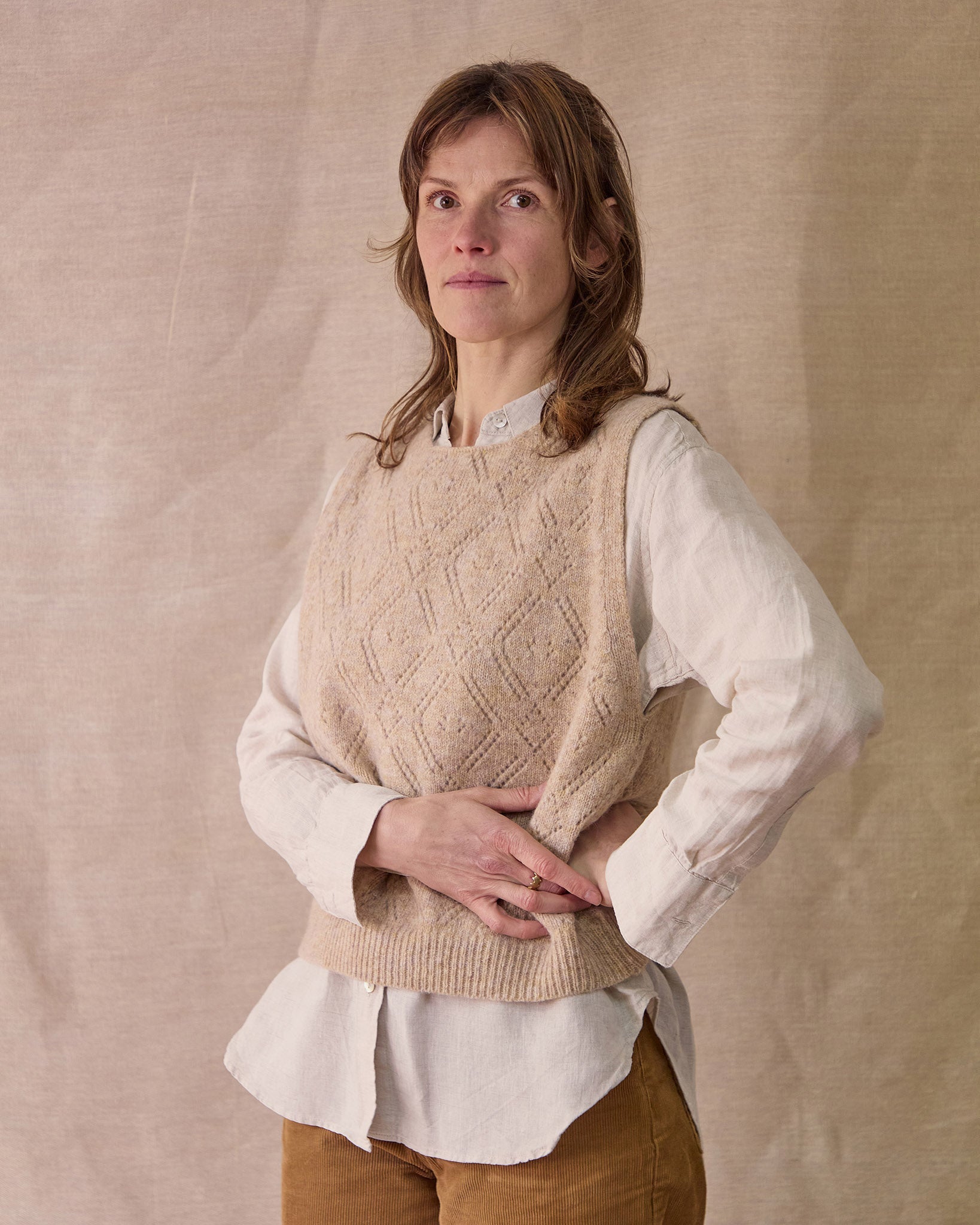 Diamond Open Knit Top | Oatmeal