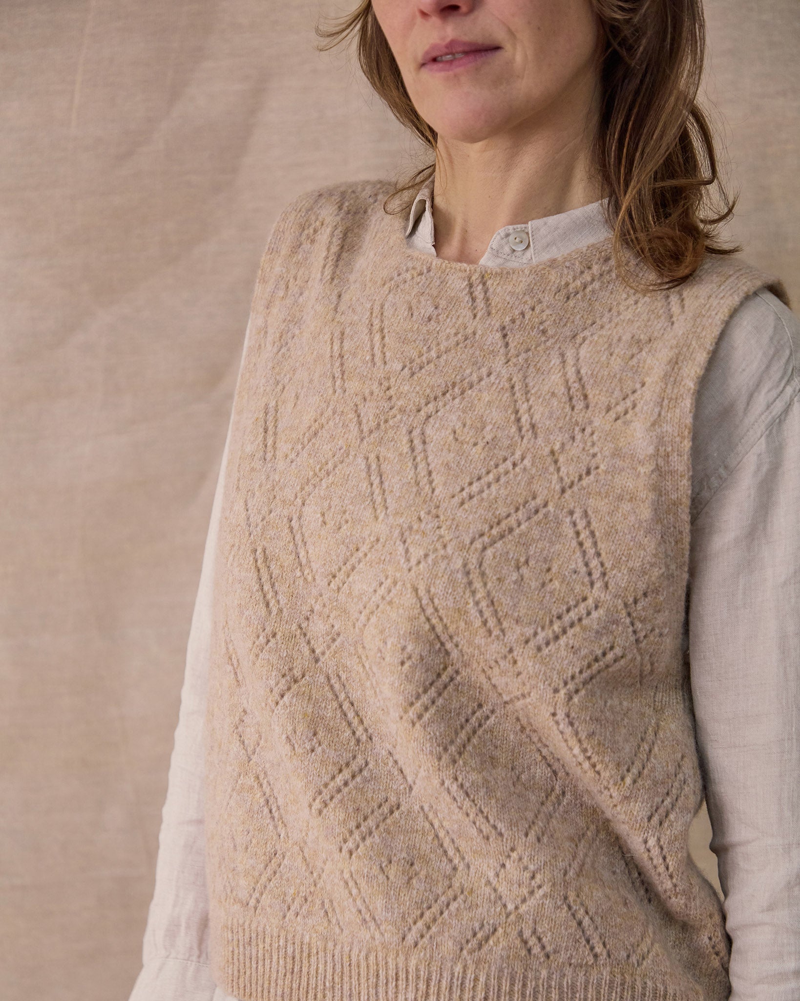 Diamond Open Knit Top | Oatmeal