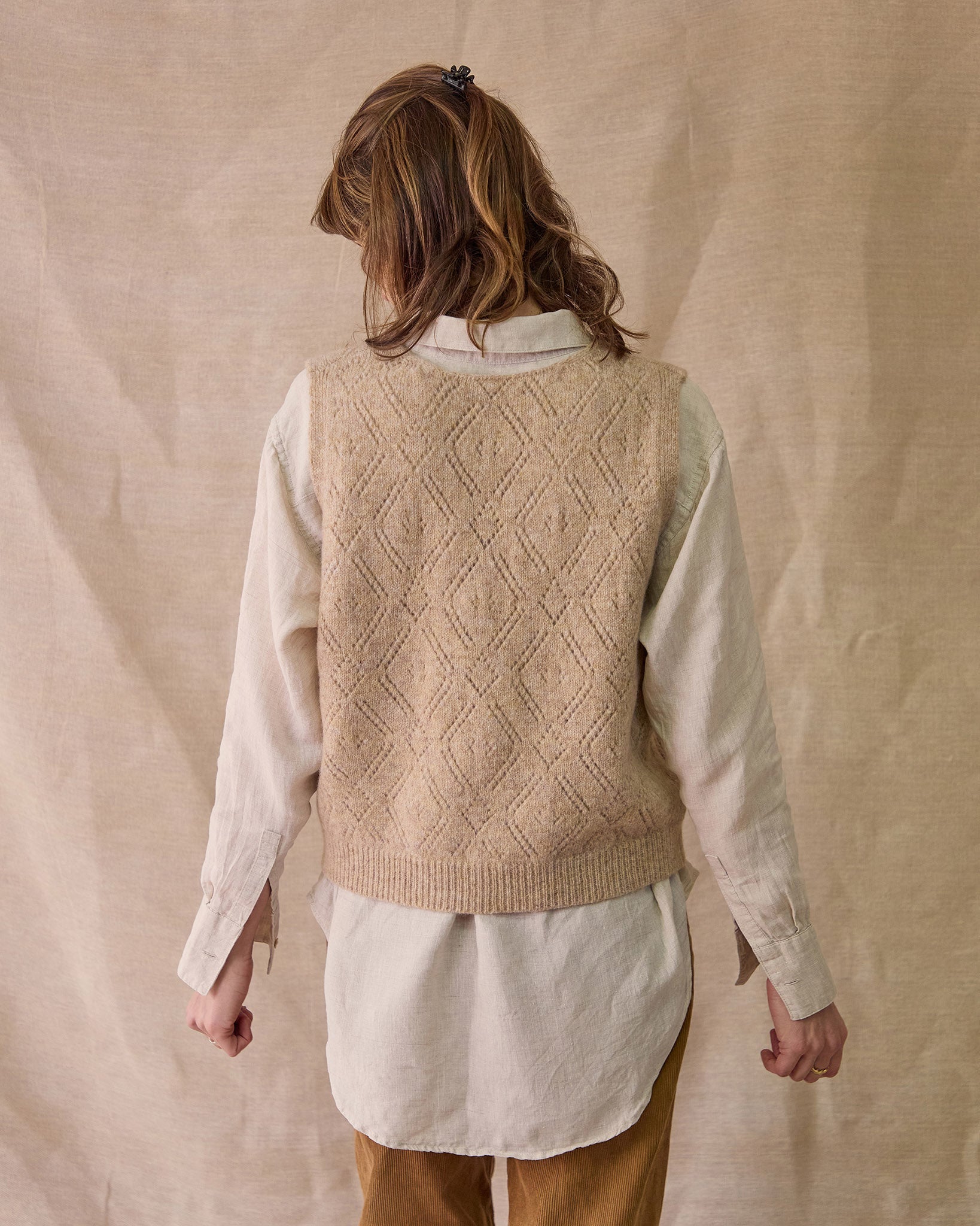 Diamond Open Knit Top | Oatmeal