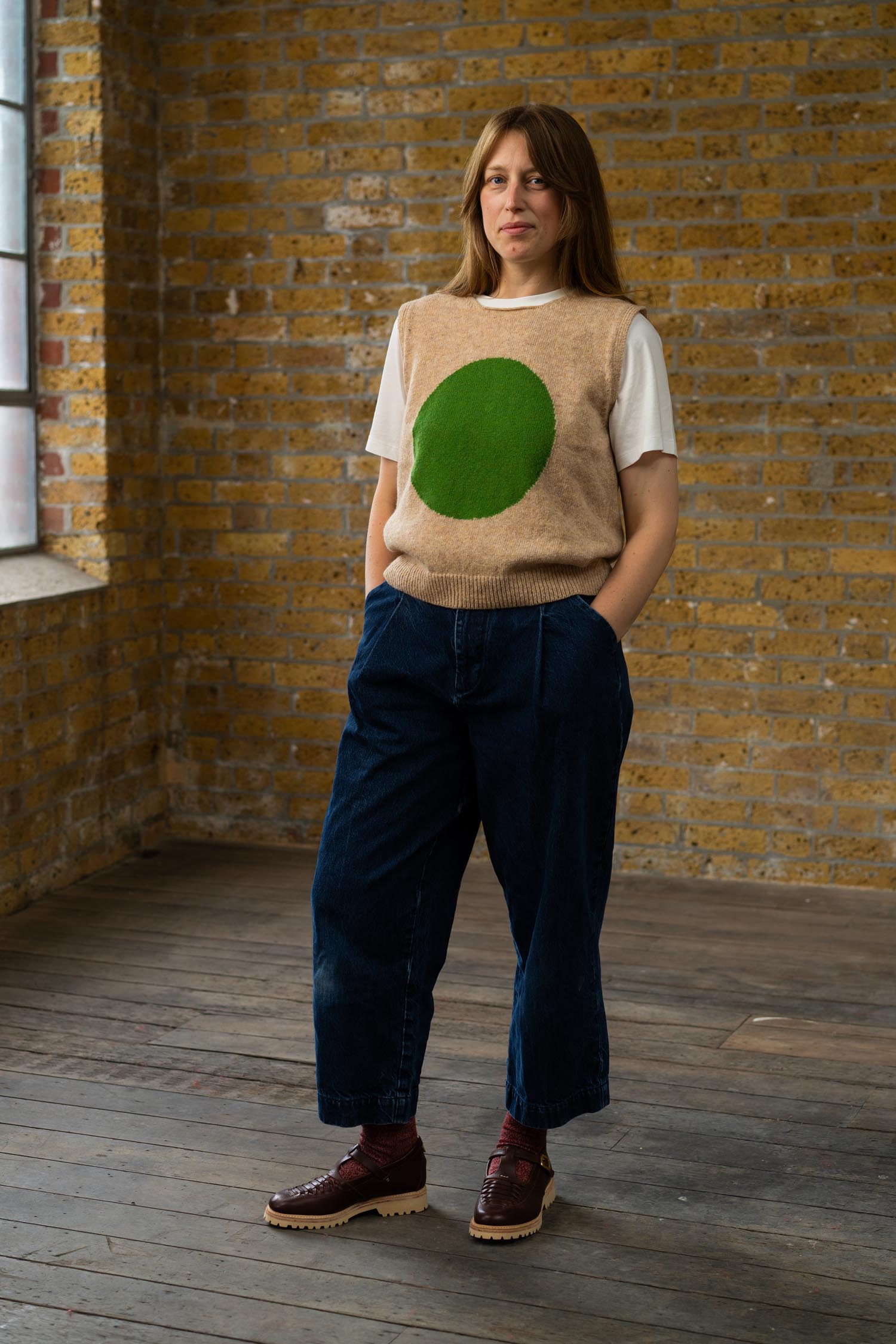 Green Dot Knitted Top