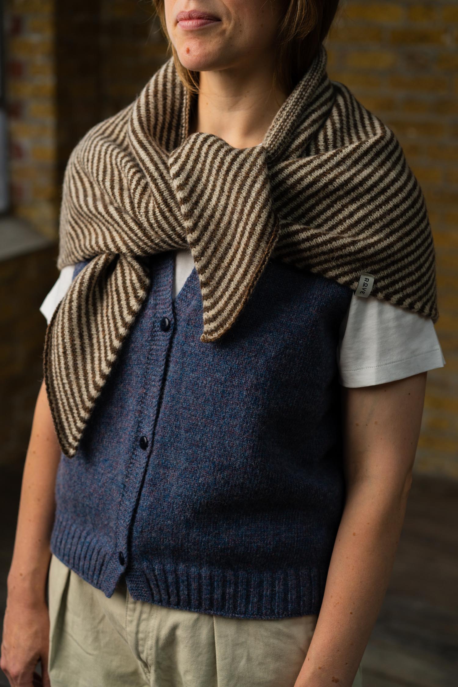 Triangle Scarf | Cedar Brown Stripe