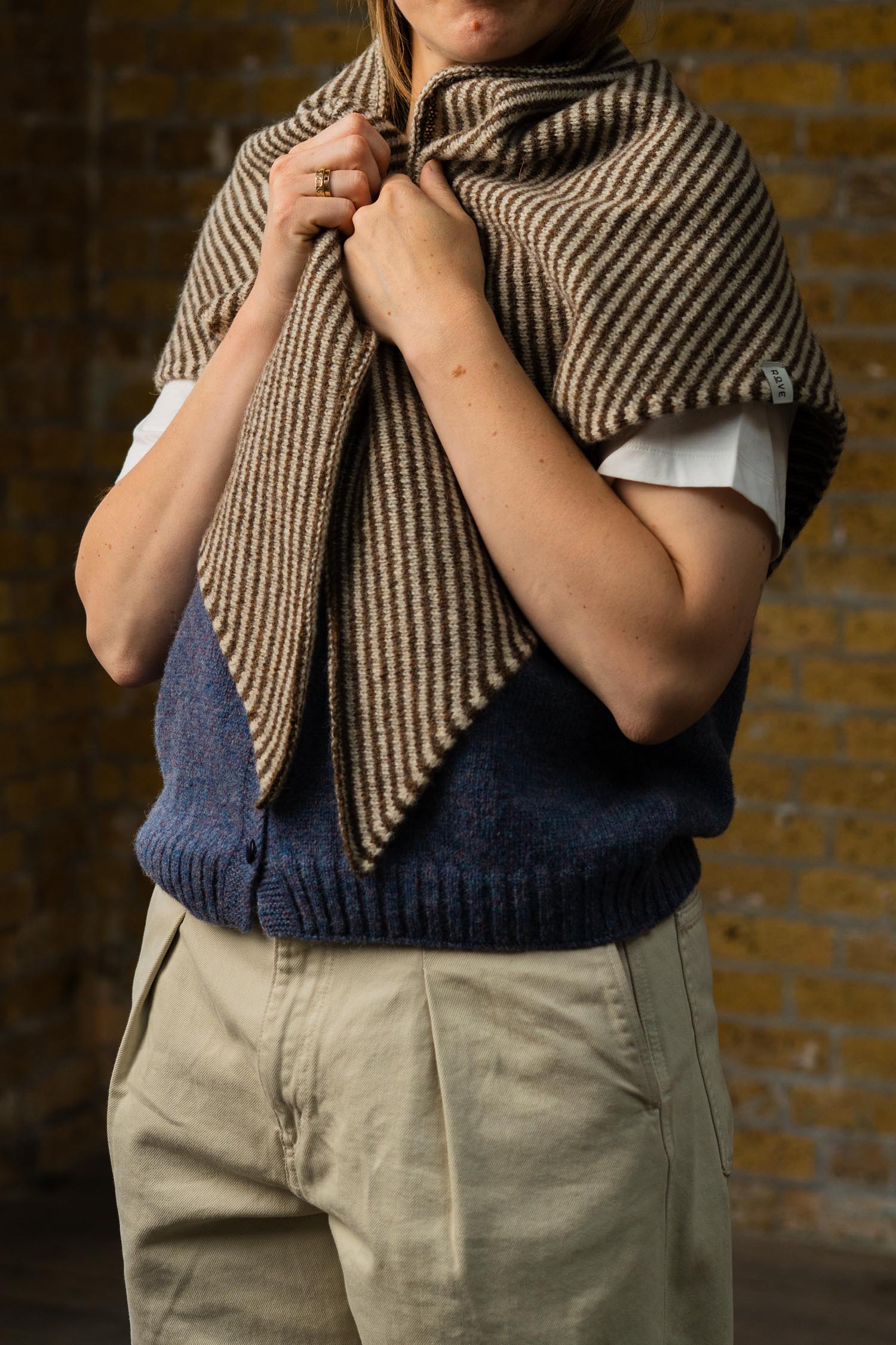 Triangle Scarf | Cedar Brown Stripe