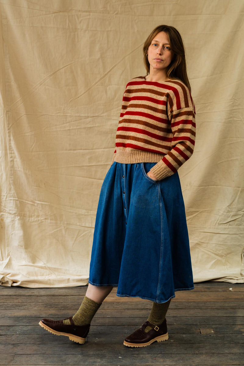 Stripe Sweater | Oatmeal & Red