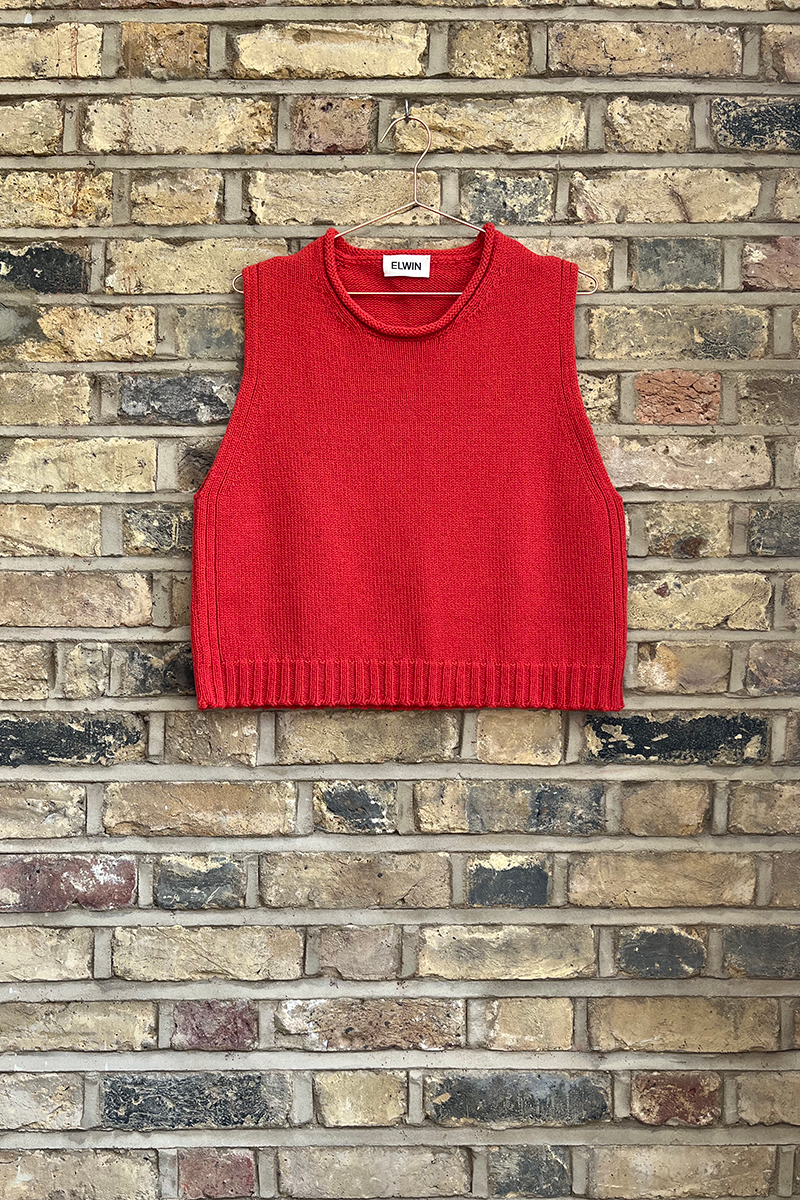 Raye Cotton Merino Knitted Vest Flame
