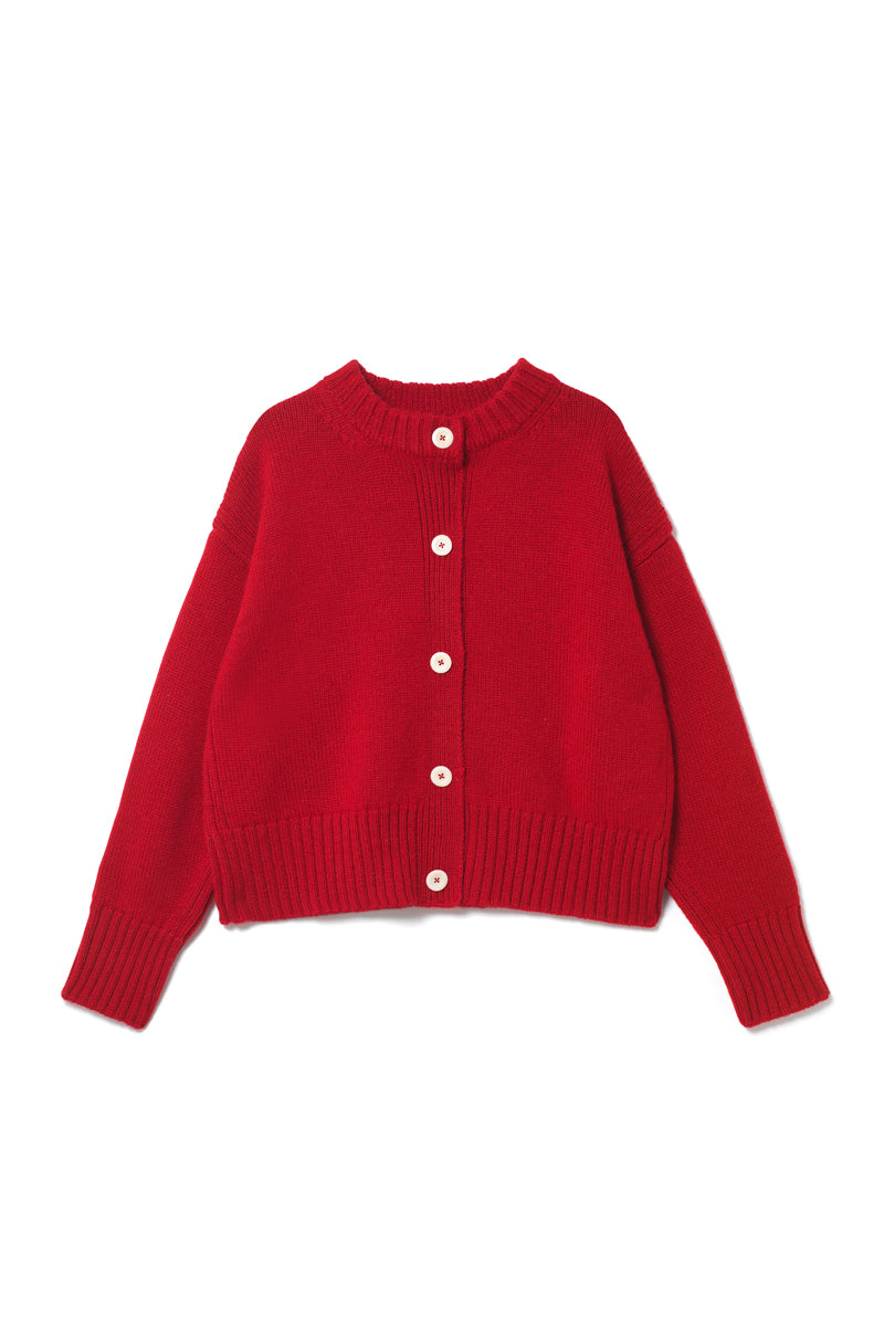 Raye British Wool Cardigan Red