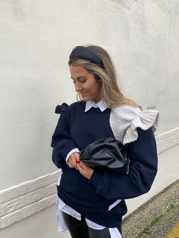 Women's Navy Cotton Jumper | Organic & Recycled | Fanfare