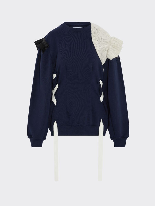 Women's Navy Cotton Jumper | Organic & Recycled | Fanfare