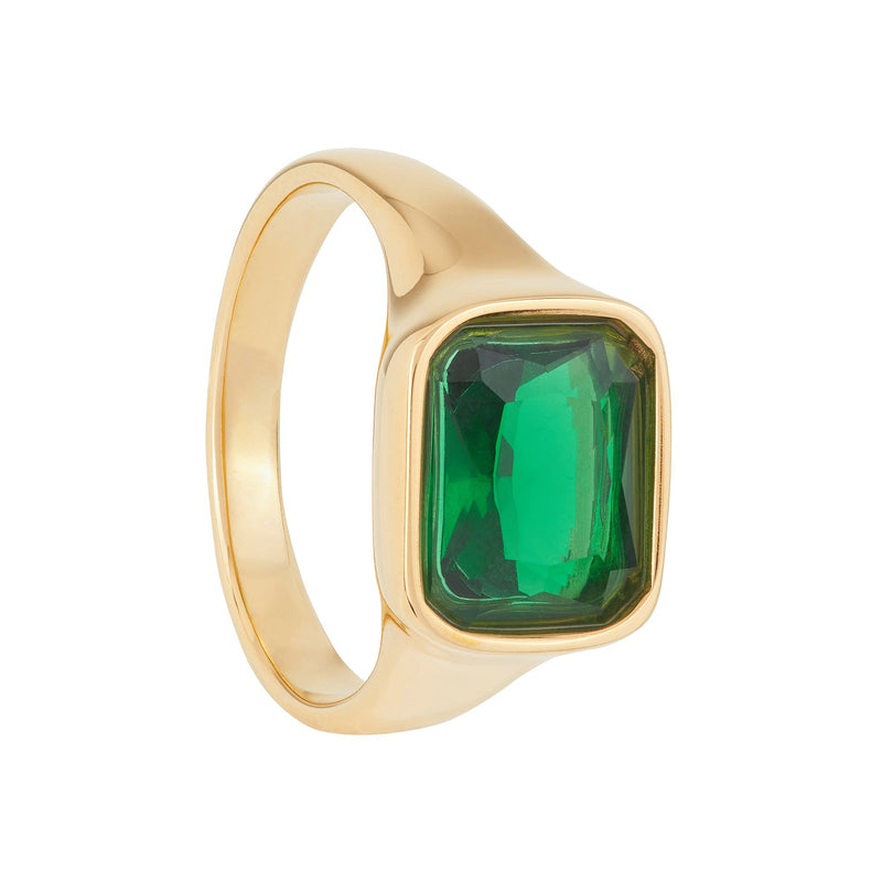 Square Cocktail Ring: Green