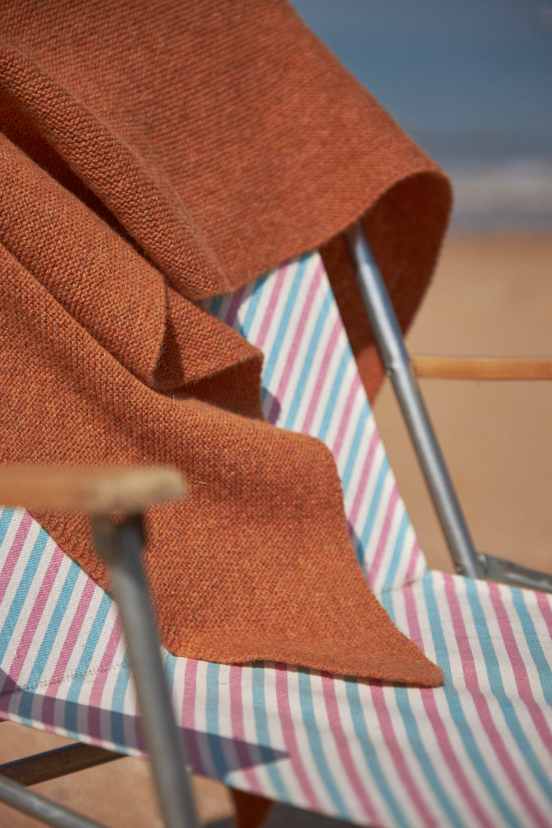 Women's 100% Wool Triangle scarf in Oxide Orange. British Made.