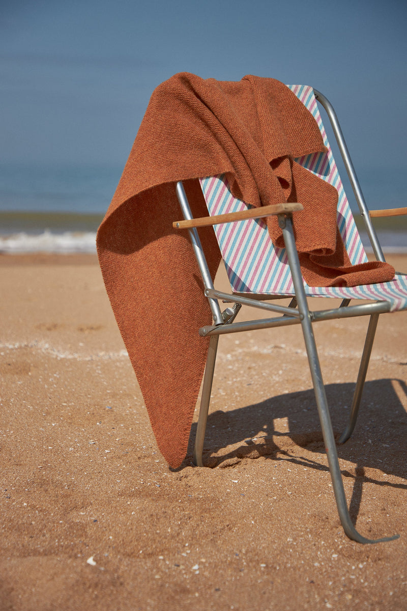 Women's 100% Wool Triangle scarf in Oxide Orange. British Made.