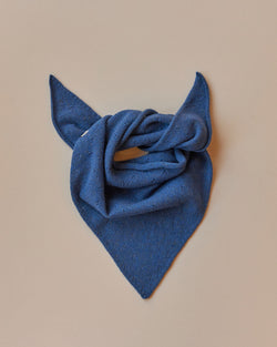 Royal blue lace neckerchief knitted in soft lambswool. designed and made in the UK by Rove.