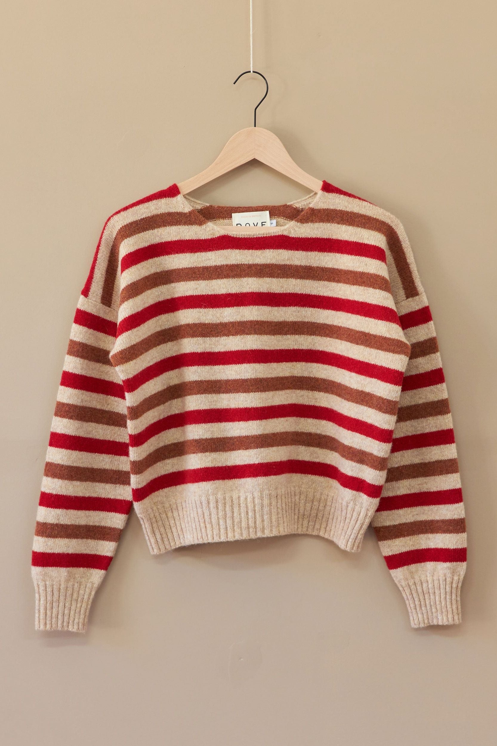 Stripe Sweater | Oatmeal & Red