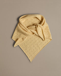 Light Yellow lace neck scarf knitted in soft lambswool. designed and made in the UK by Rove.