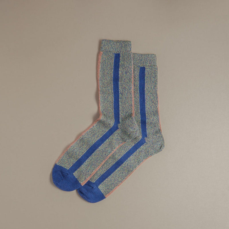 British Made Organic Cotton Socks in Blue and Grey