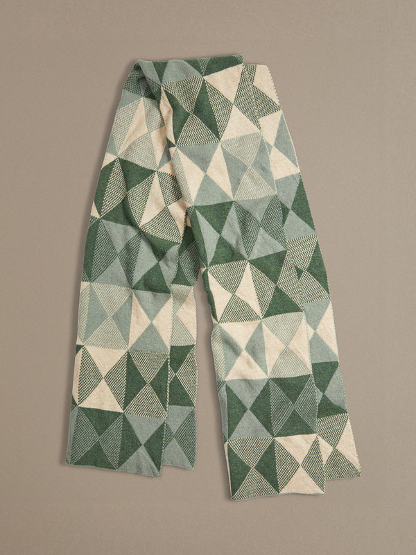 Wool Windmill Scarf Pastel Green and oatmeal 