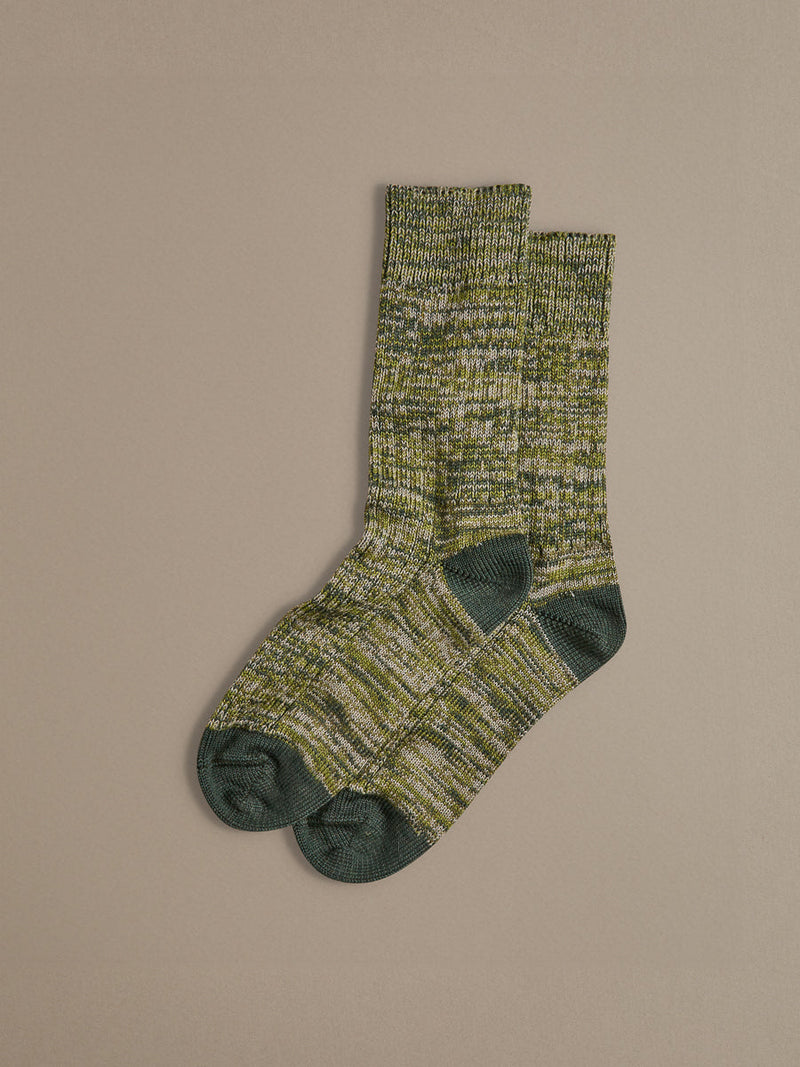 Chunky Wool Boot Socks | Marbled Green