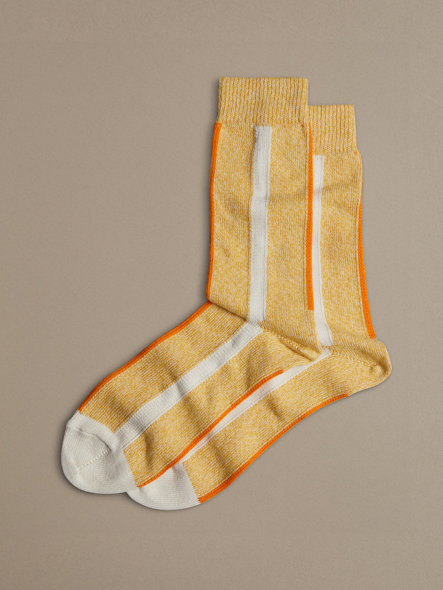Yellow marl stripe organic cotton socks made in UK