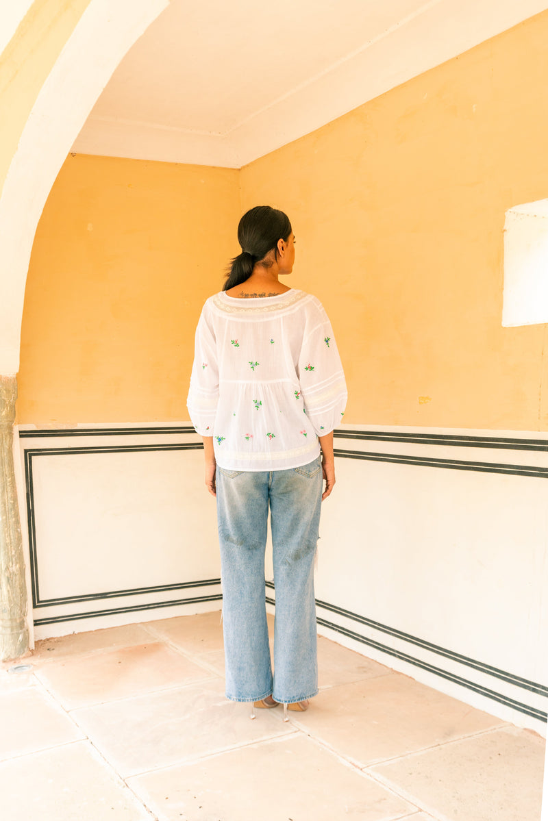 Flower Embroidery Alice Blouse