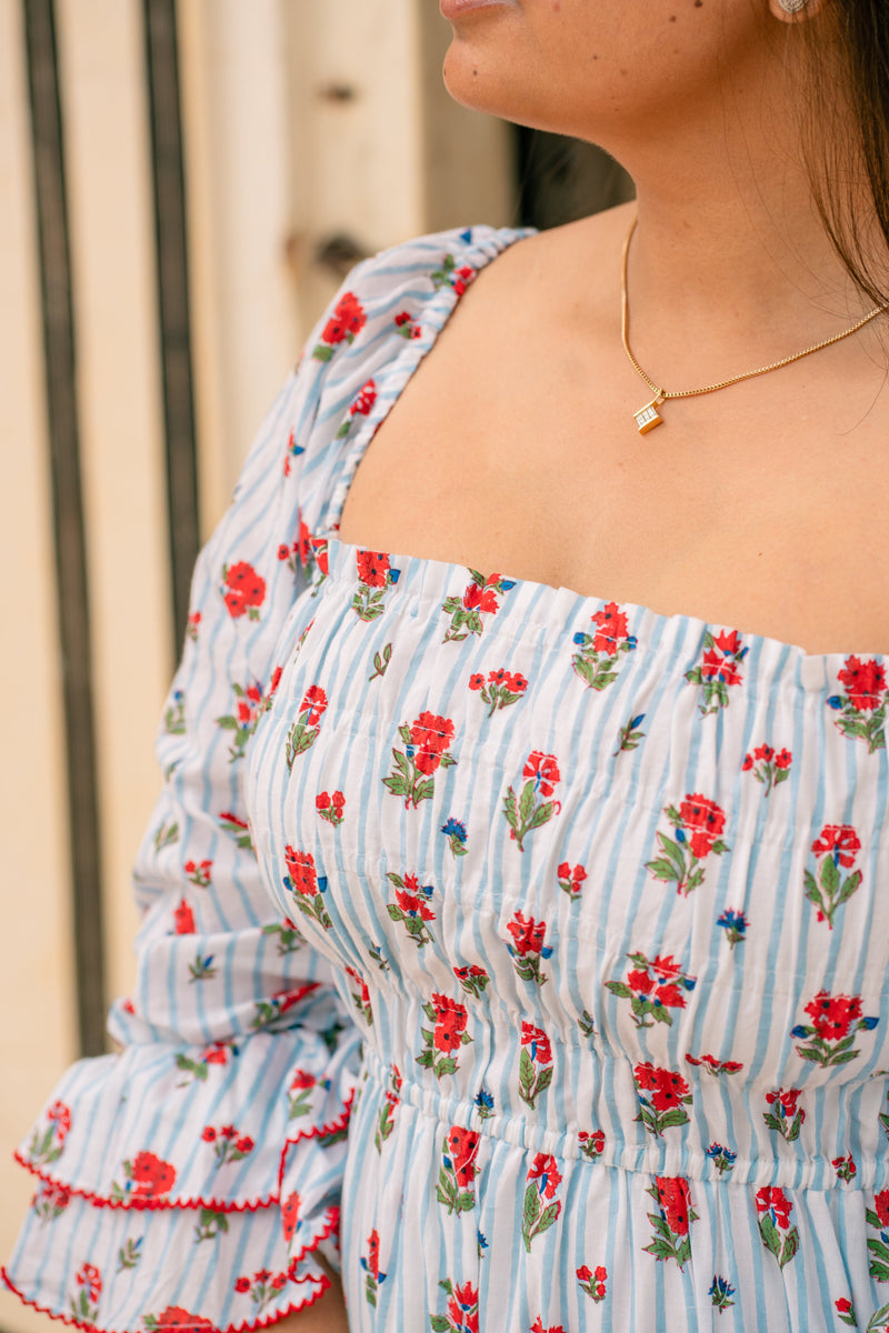 Geranium Stripe Florence Dress