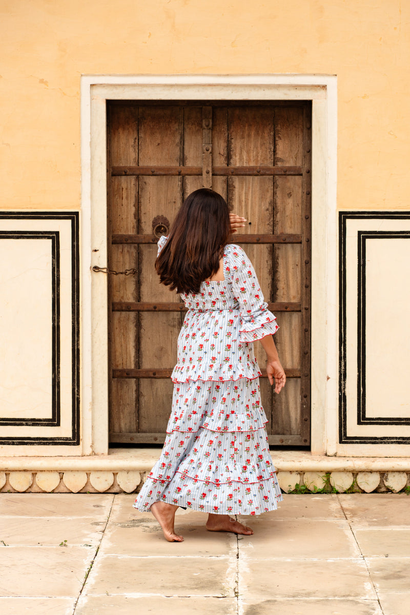 Geranium Stripe Florence Dress