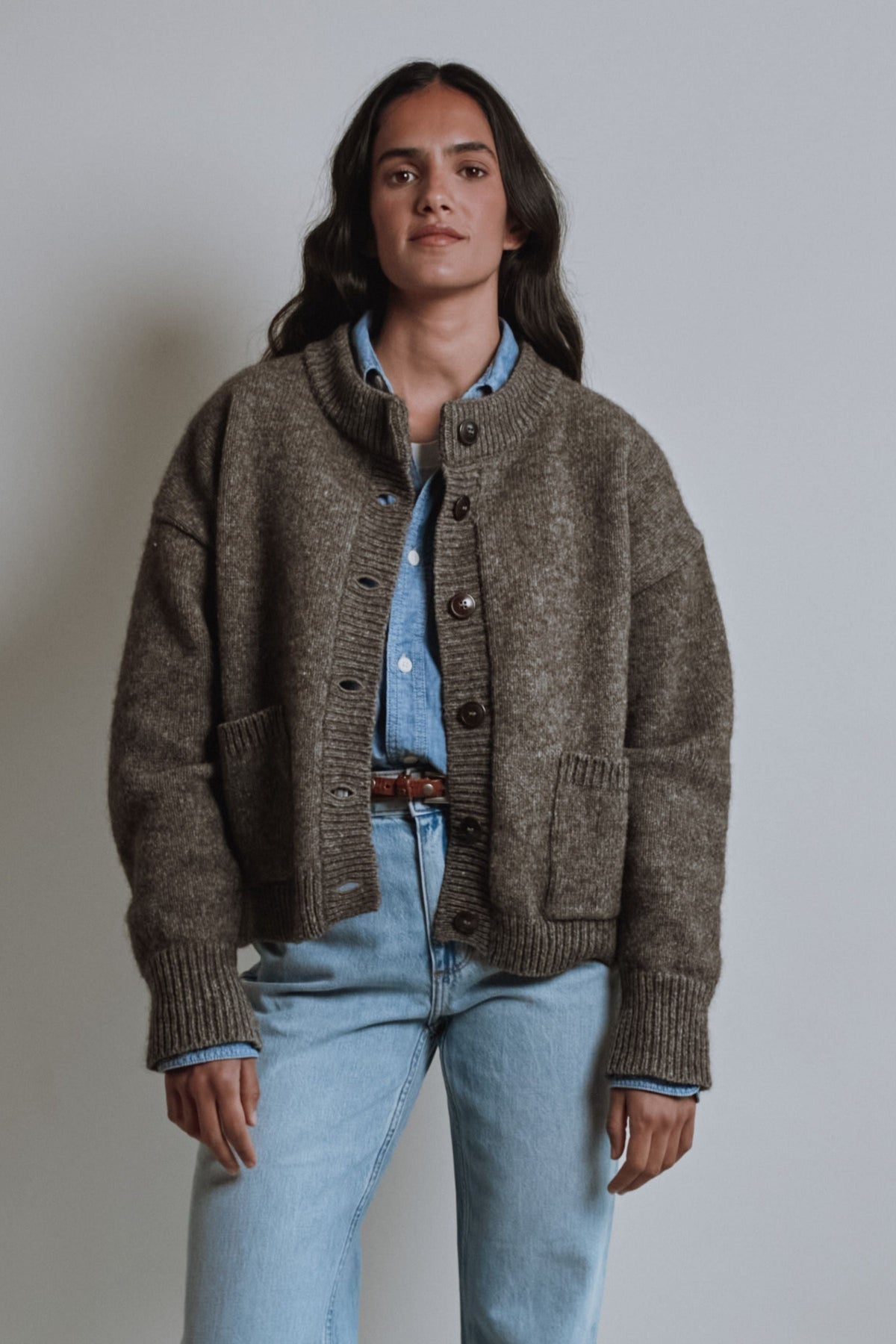 SILKE Cardigan in Yak Wool - Brown