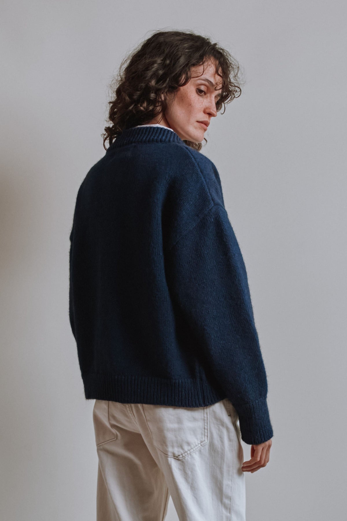 SILKE Cardigan in Yak Wool - Midnight Blue