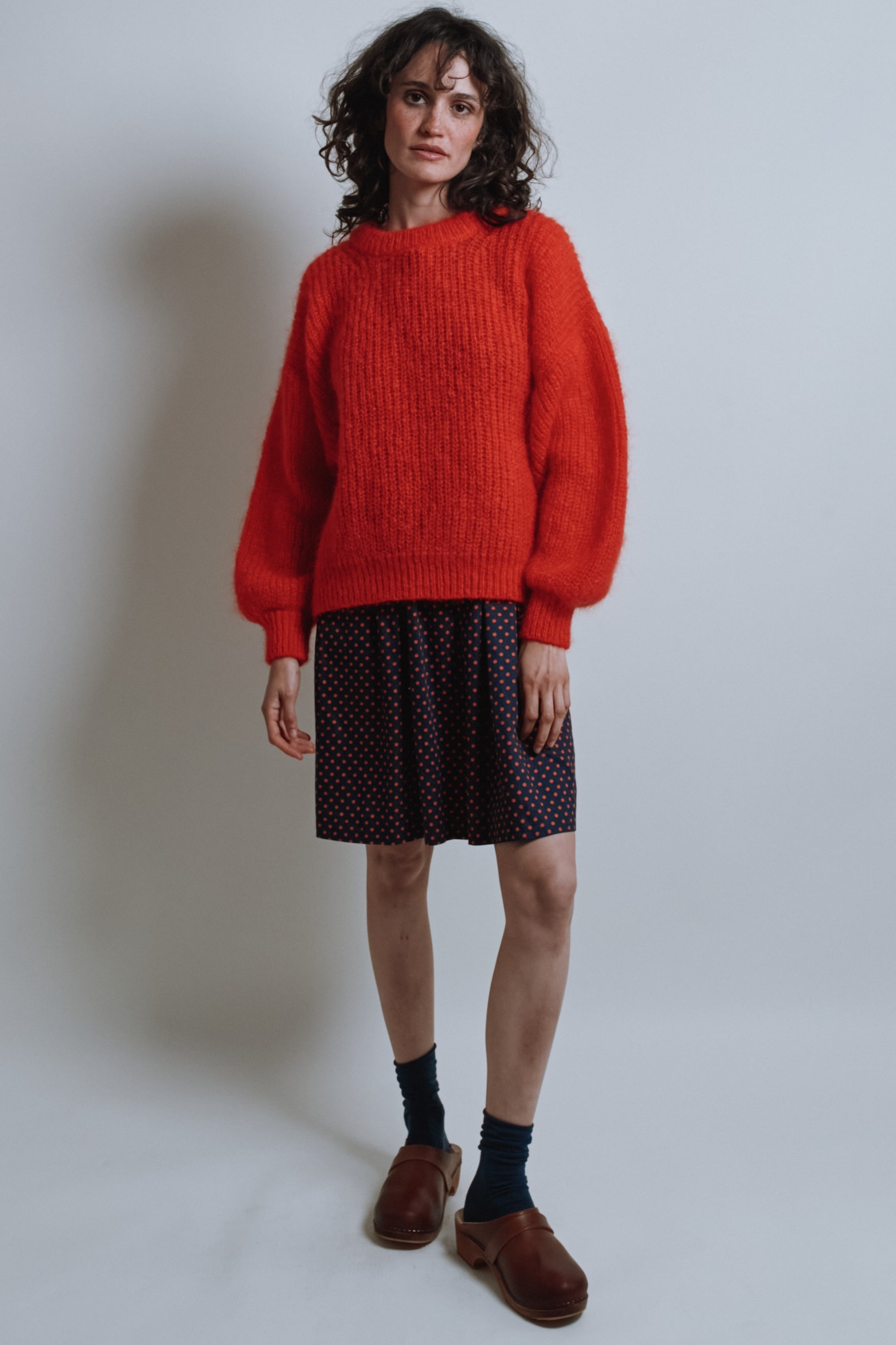 LUCIE Batwing Sweater in Mohair Wool - Red