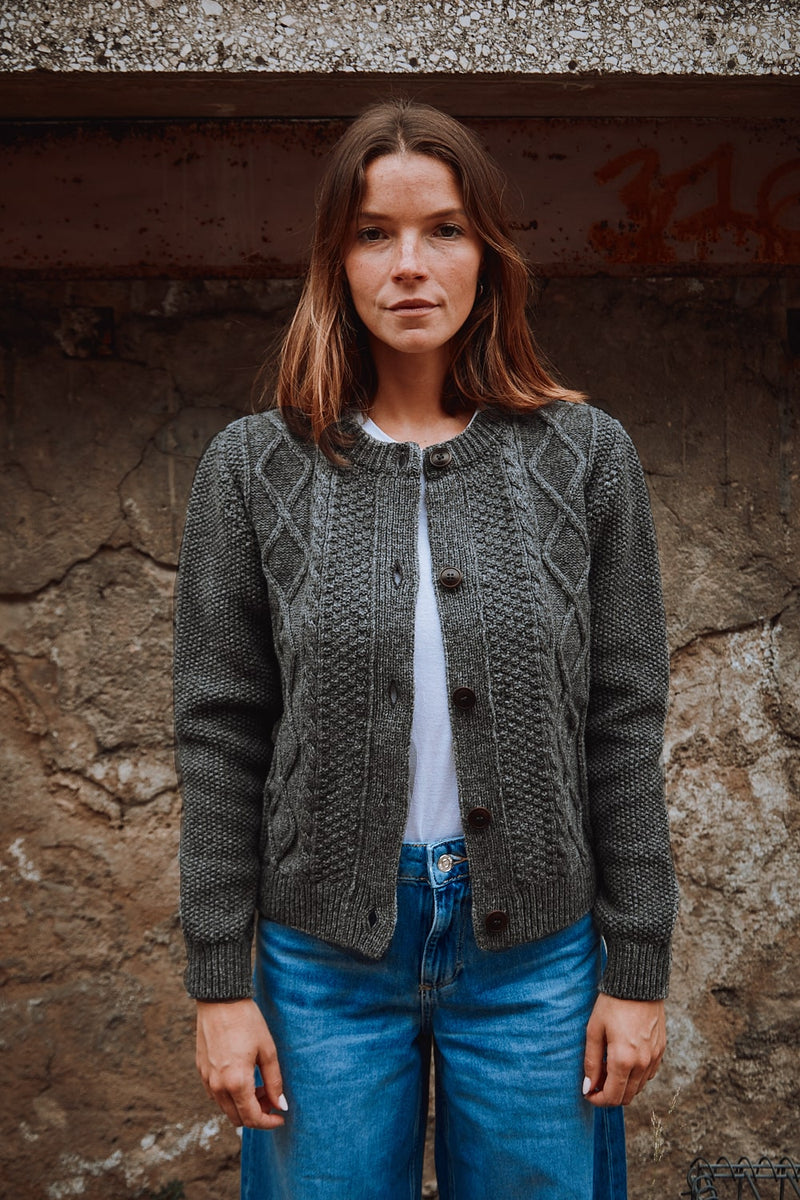 SONIA Cardigan in Ash Grey - 100% Cruelty Free Merino Wool | L'Envers