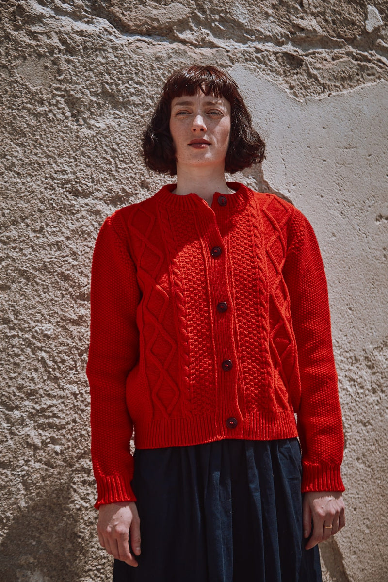 SONIA Cardigan in Red - 100% Cruelty Free Merino Wool | L'Envers