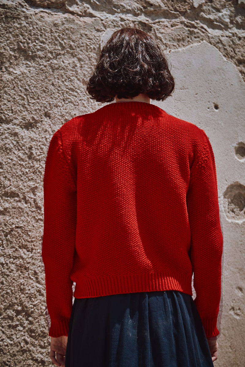 SONIA Cardigan in Red - 100% Cruelty Free Merino Wool | L'Envers