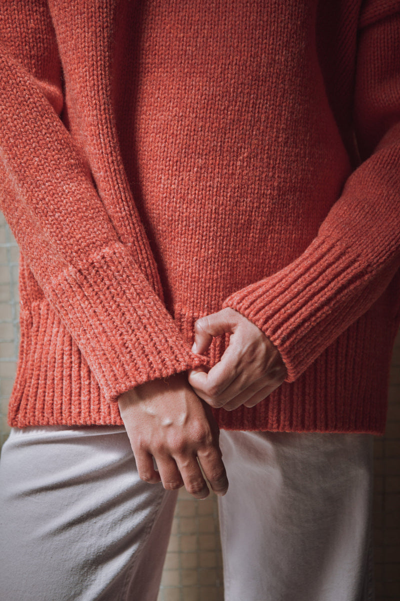 STEPHANIE Oversize Sweater in Merino Wool - Coral