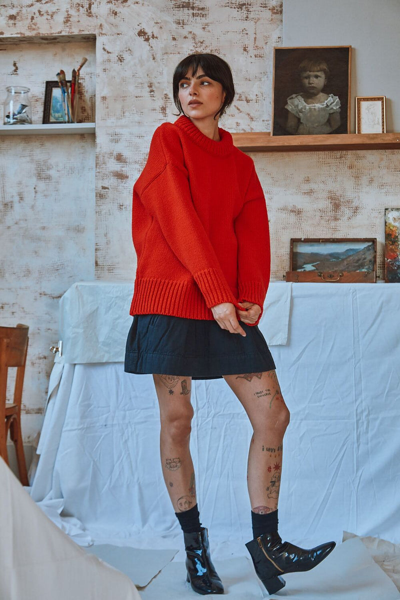 STÉPHANIE Sweater in Red - 100% Cruelty Free Merino Wool | L'Envers