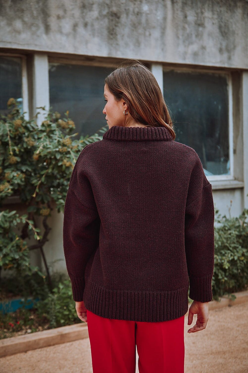 STÉPHANIE Sweater in Plum - 100% Cruelty Free Merino Wool | L'Envers