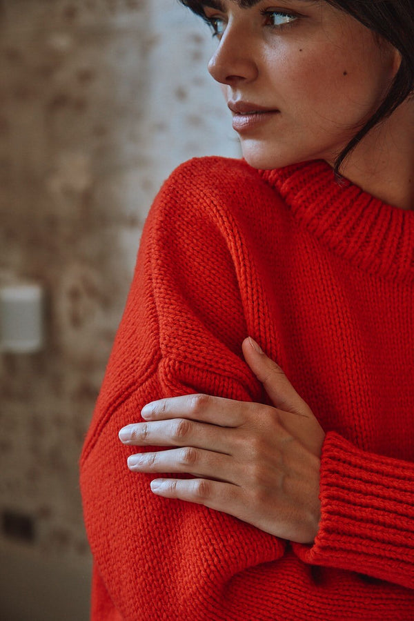 STÉPHANIE Sweater in Red - 100% Cruelty Free Merino Wool | L'Envers