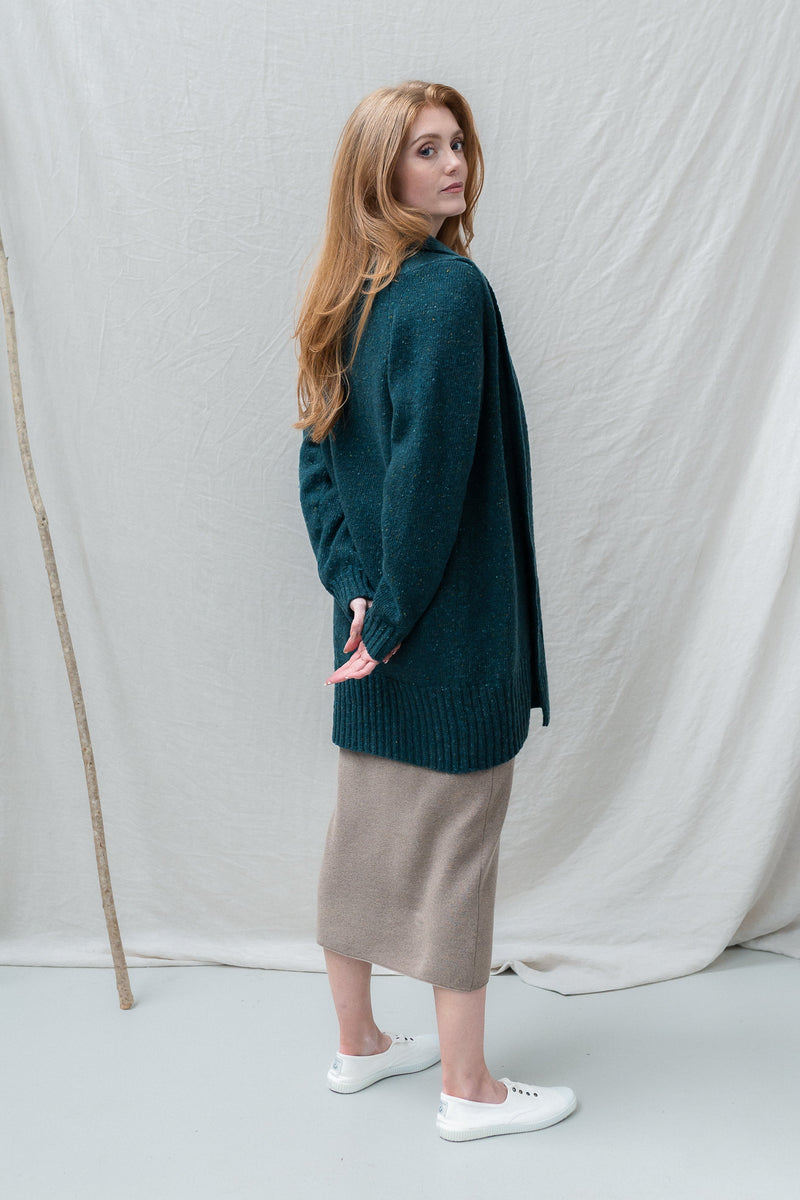 The Kent Donegal Cardigan in Lagoon