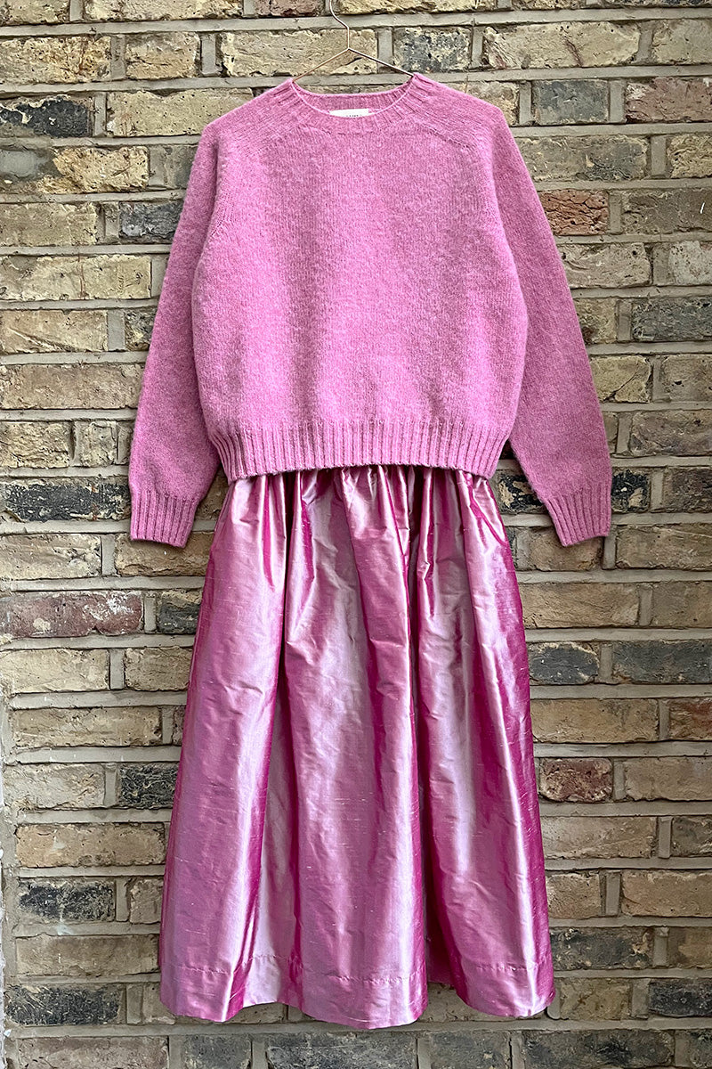 Tina Gathered Midi Skirt Silk Pink