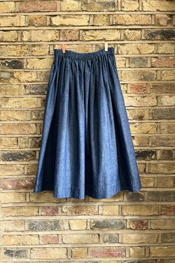 Tina Gathered Midi Skirt Denim