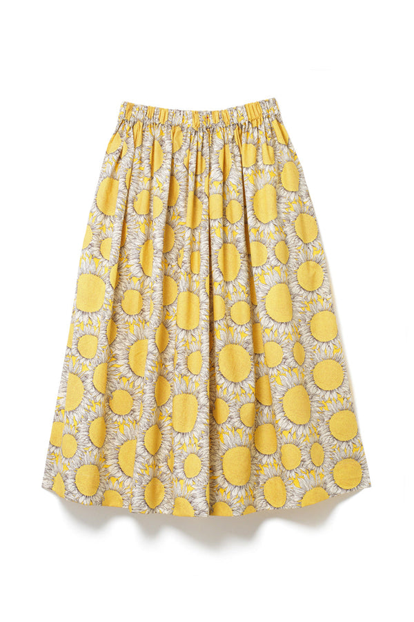 Tina Gathered Midi Skirt Yellow Liberty Sunflower Print