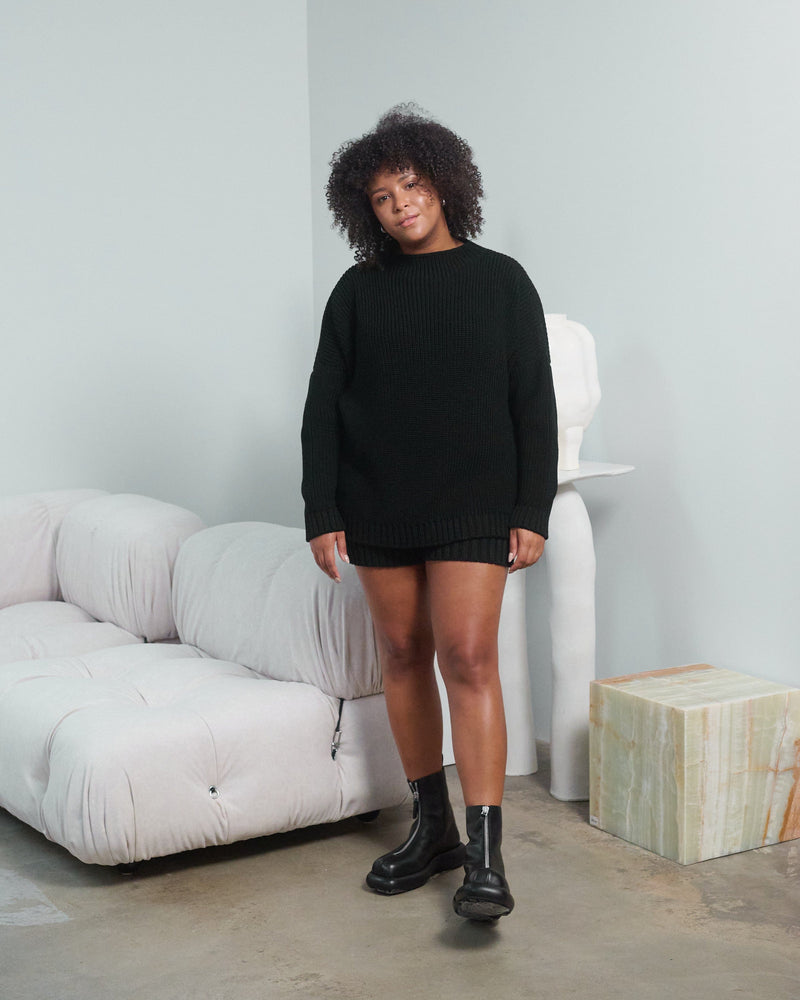 Laumės: Black Merino Wool Sweater