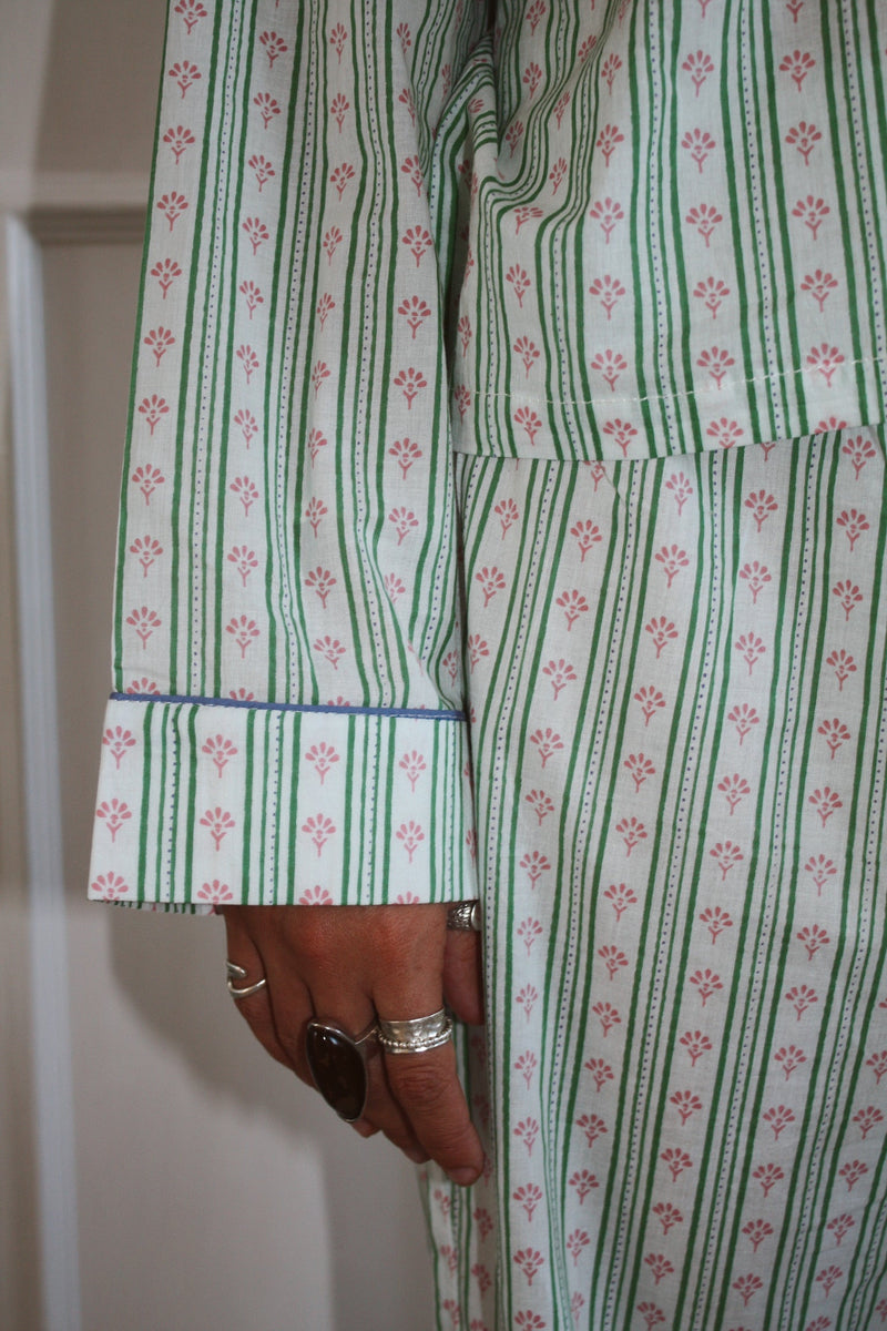 Green Stripe Short Pyjama Set