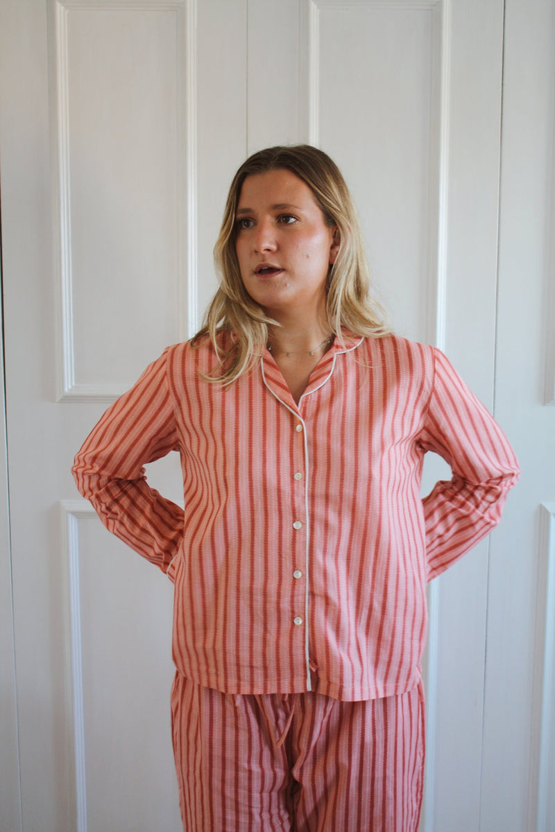 Pink Stripe Long Pyjama Set