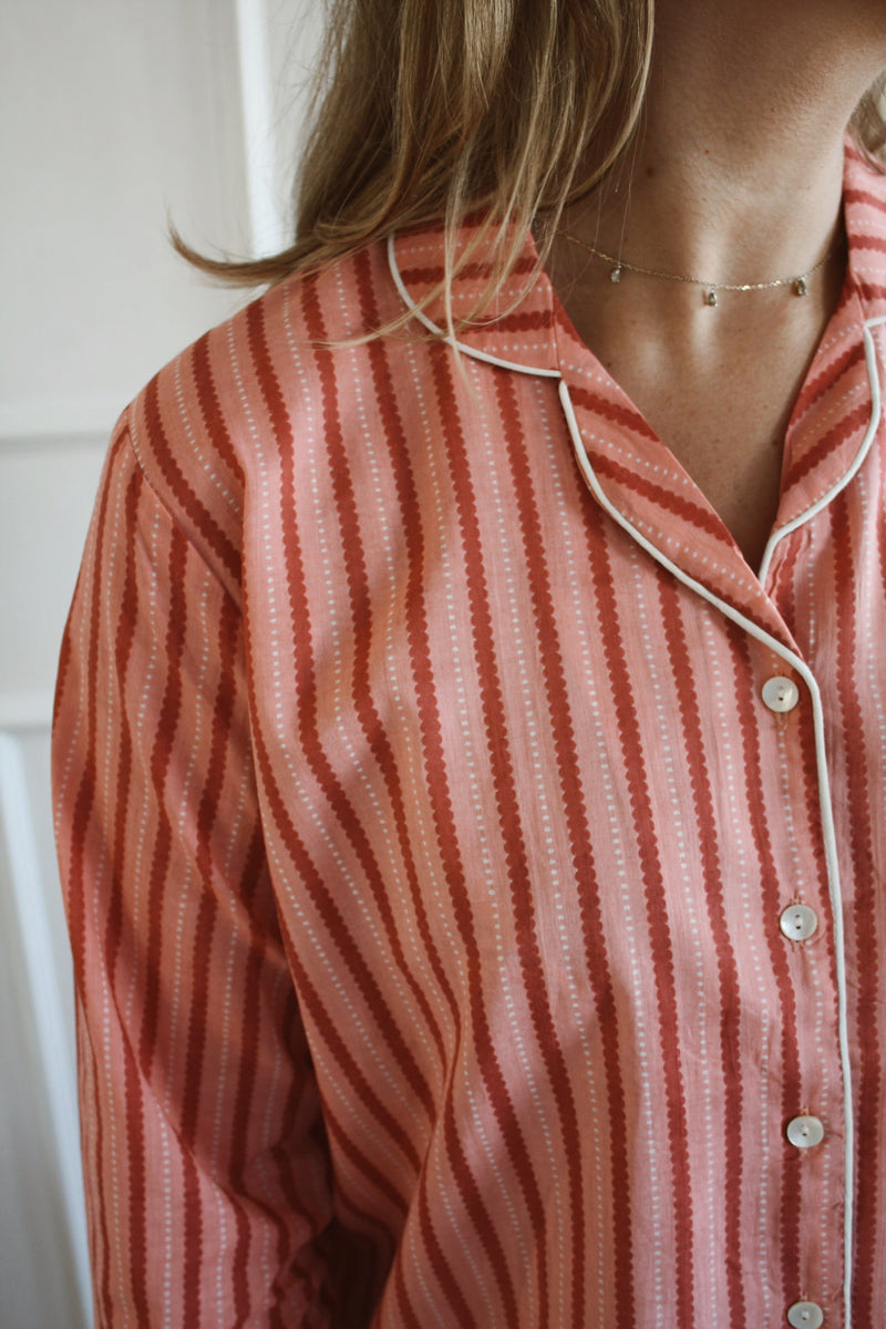 Pink Stripe Long Pyjama Set