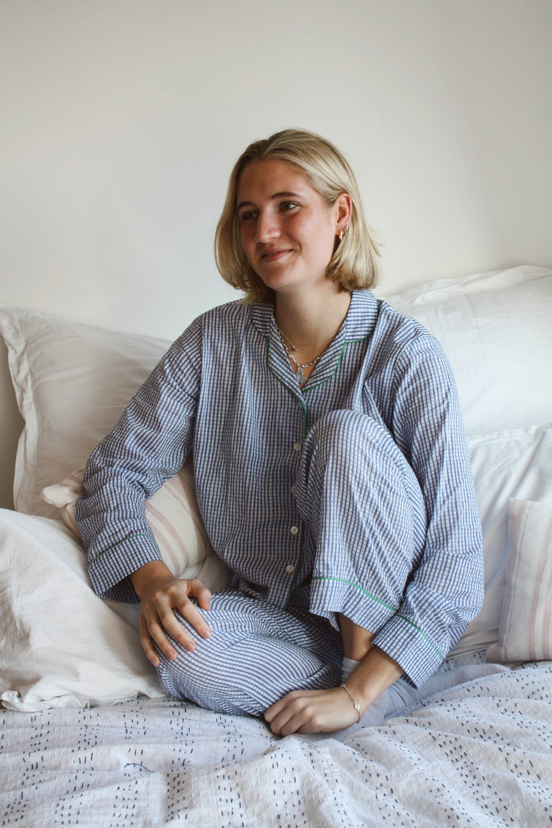 Blue Gingham Long Pyjama Set