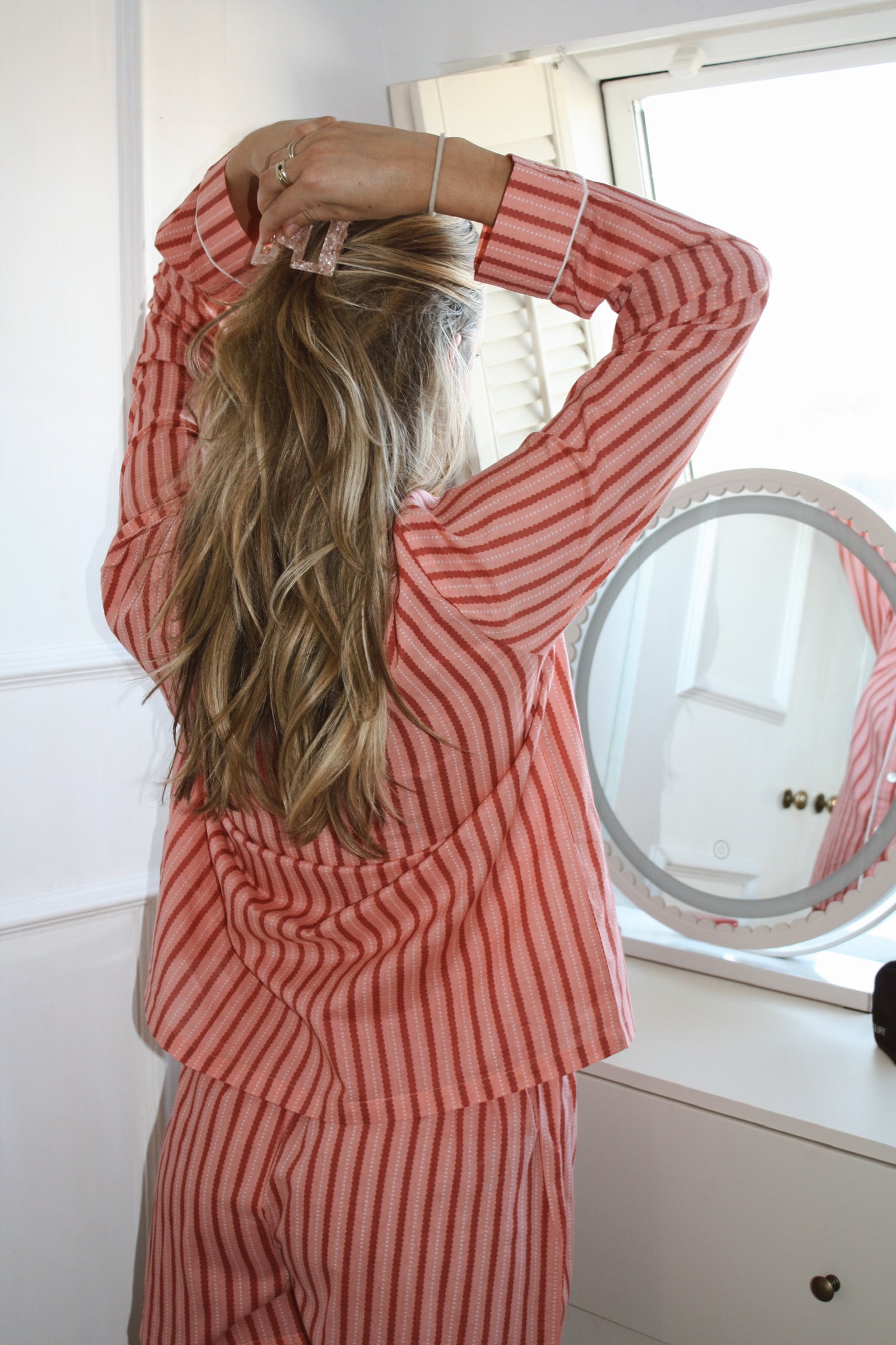 Pink Stripe Long Pyjama Set