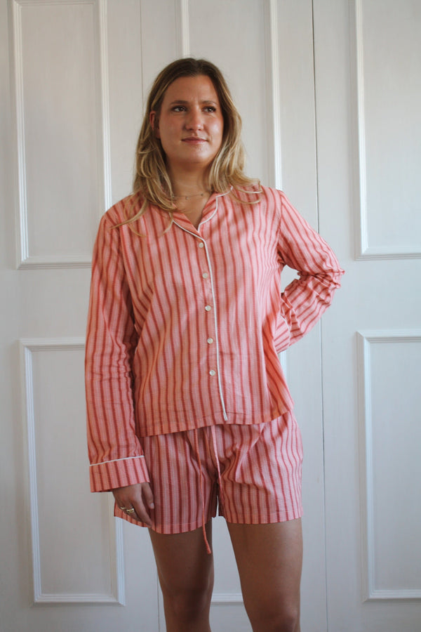 Pink Stripe Short Pyjama Set