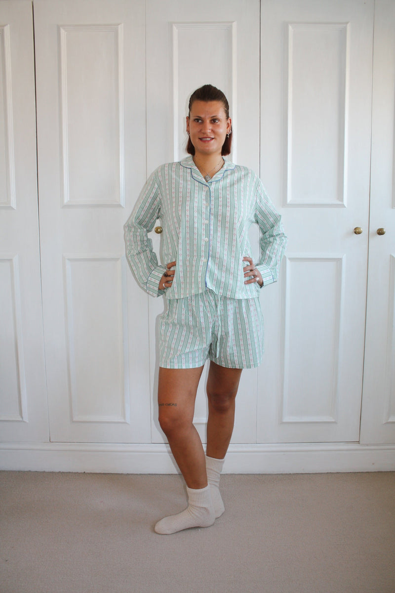 Green Stripe Short Pyjama Set