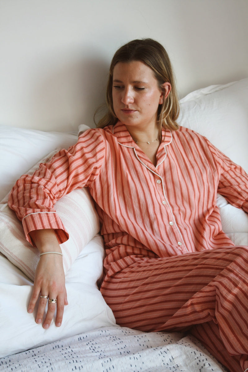 Pink Stripe Long Pyjama Set
