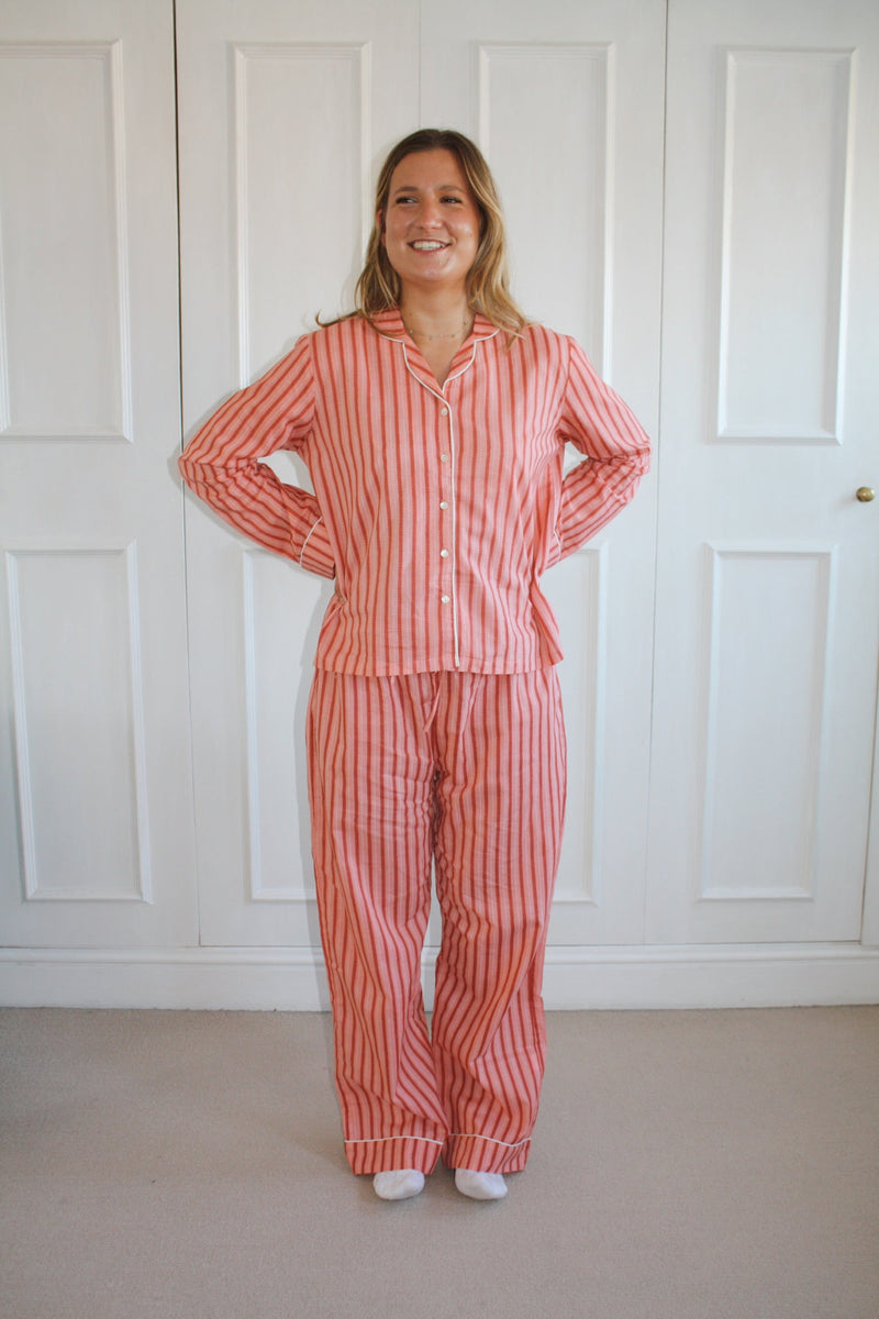 Pink Stripe Long Pyjama Set
