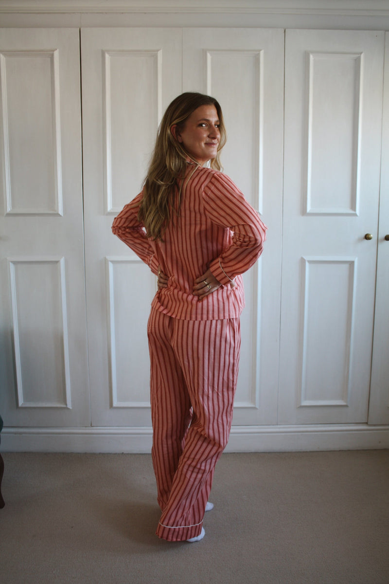 Pink Stripe Long Pyjama Set