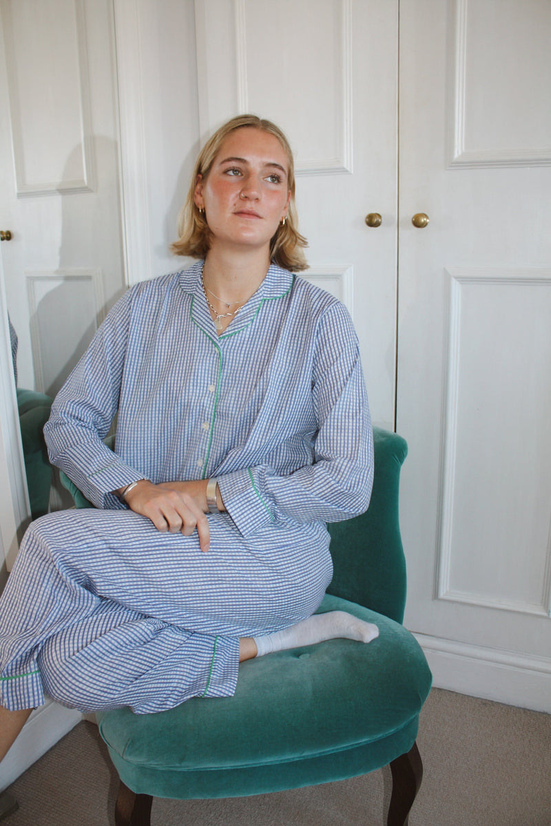 Blue Gingham Long Pyjama Set